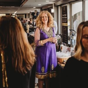 Stunning violet sequined dress sheer sleeves